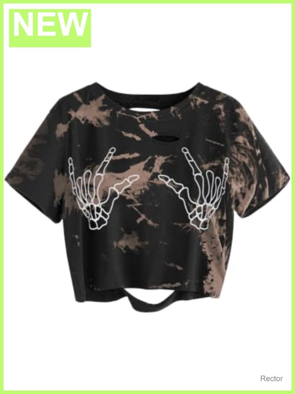 Women's Distressed Crop Top Short Sleeve Crewneck T-Shirt